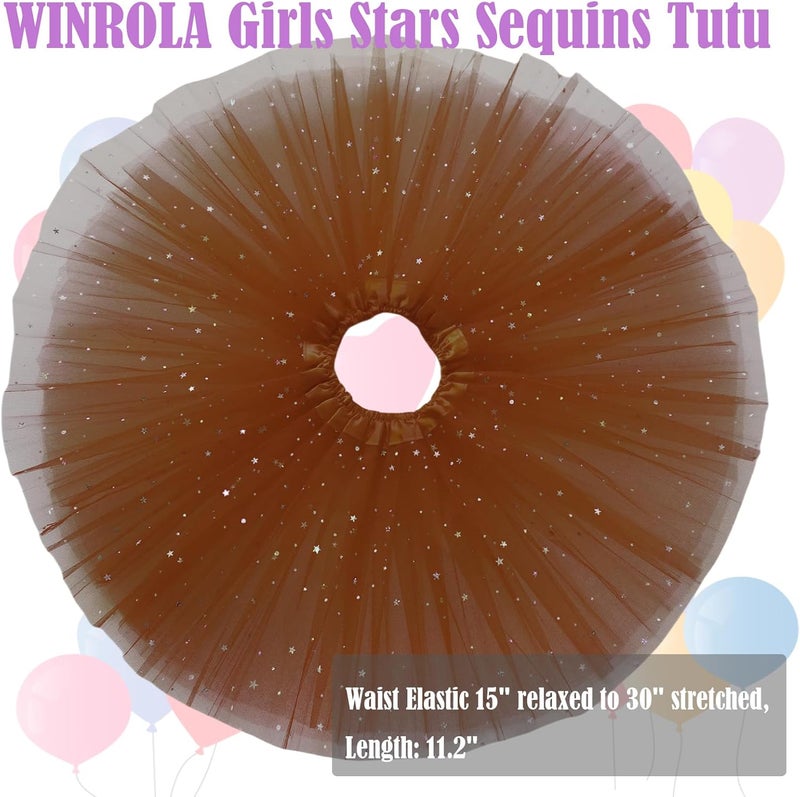 WINROLA Girls Stars Sequins Tutu Skirt Princess Ballet Dance Tutu Dress 3 Layered Halloween Christmas Tutu - Image 2